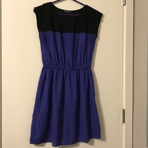 Blue and Black Laser Cut Design Dress